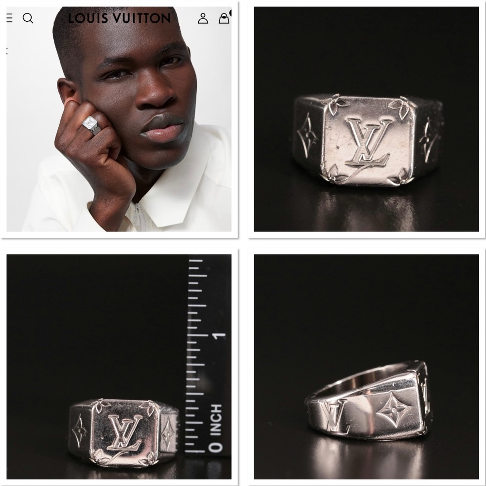 Authentic Louis Vuitton Square Face Monogram Signet Ring